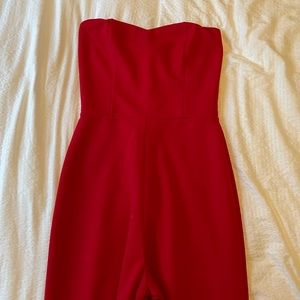 Lulus red strapless jumpsuit